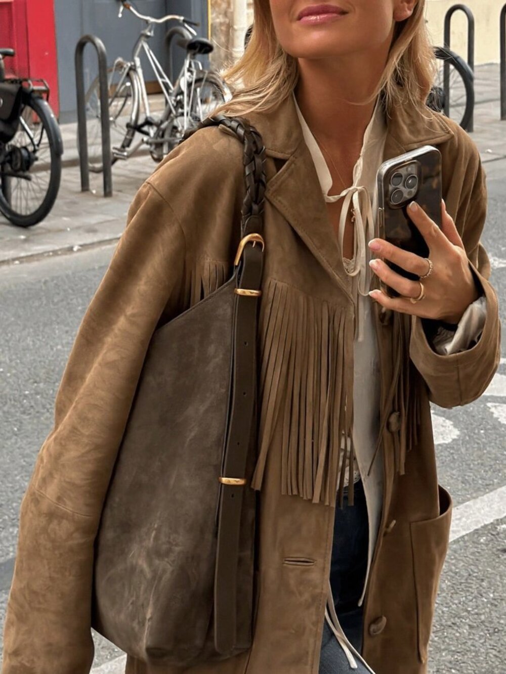 Coffee Brown Bohemian Women's Loose Maillard Tassel Thin Jacket